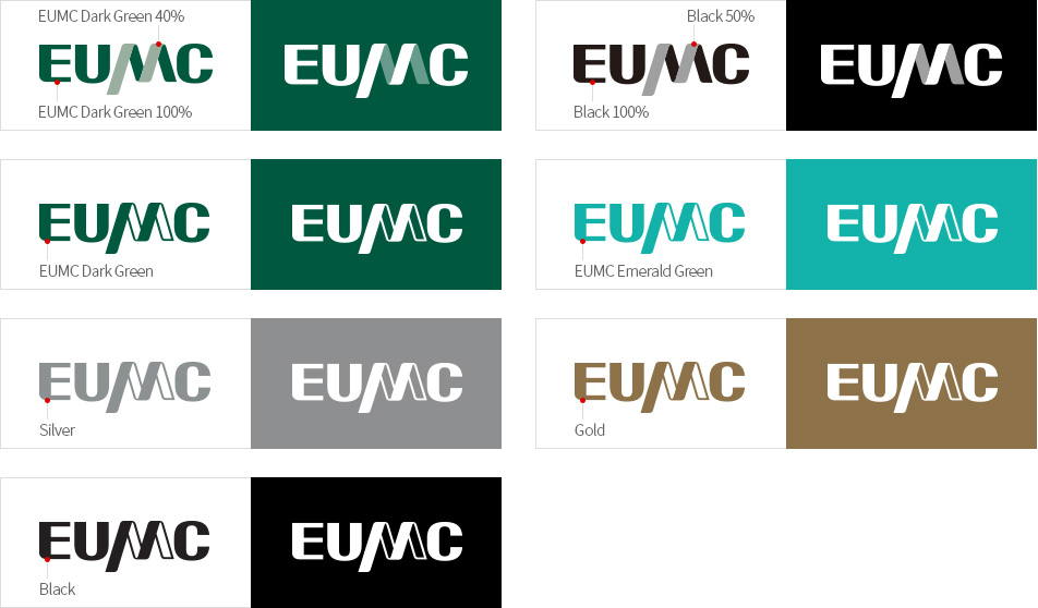 EUMC Dark Green 40%, EUMC Dark Green 100%, Black 50%, Balck 100%